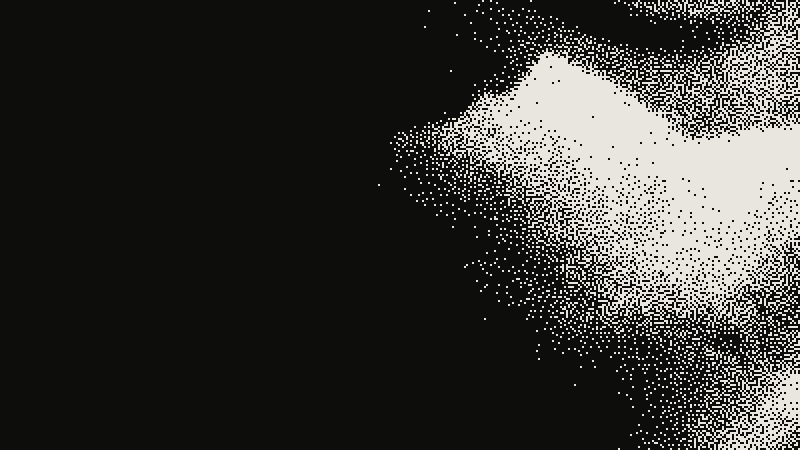 Close-up of a greek statue photograph in Floyd-Steinberg dithering at threshold 0.50, 1px, enlarged 4x without smoothing so each dot is visible