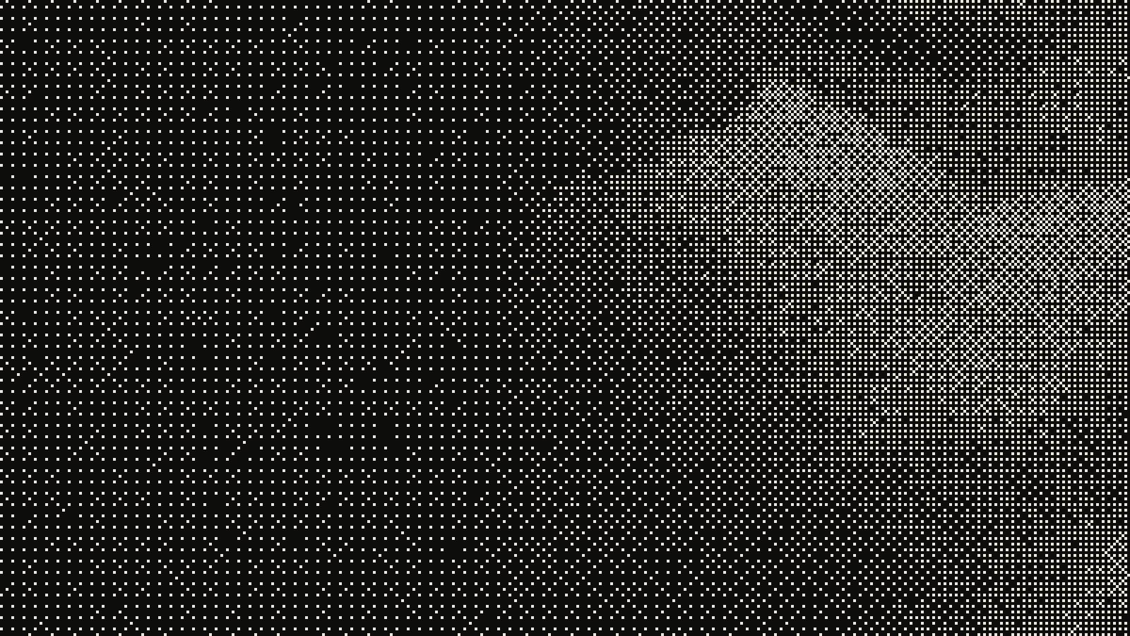 Close-up of a greek statue photograph in Bayer ordered dithering at 8x8 matrix, threshold 0.50, 1px, enlarged 4x without smoothing so each dot is visible