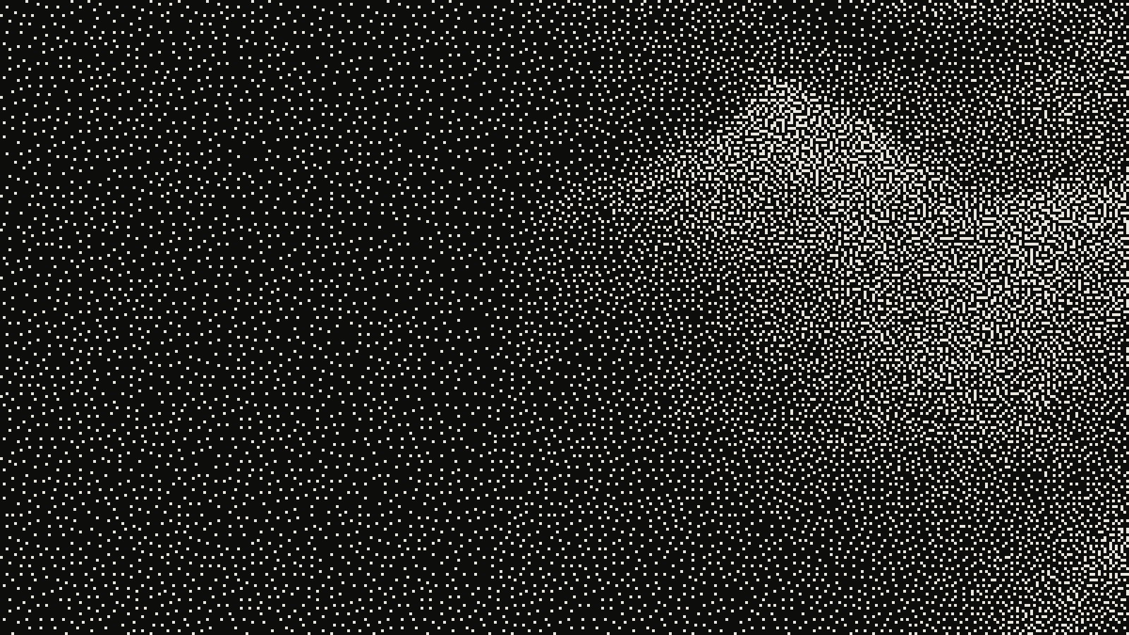 Close-up of a greek statue photograph in blue-noise dithering at threshold 0.50, 1px, enlarged 4x without smoothing so each dot is visible